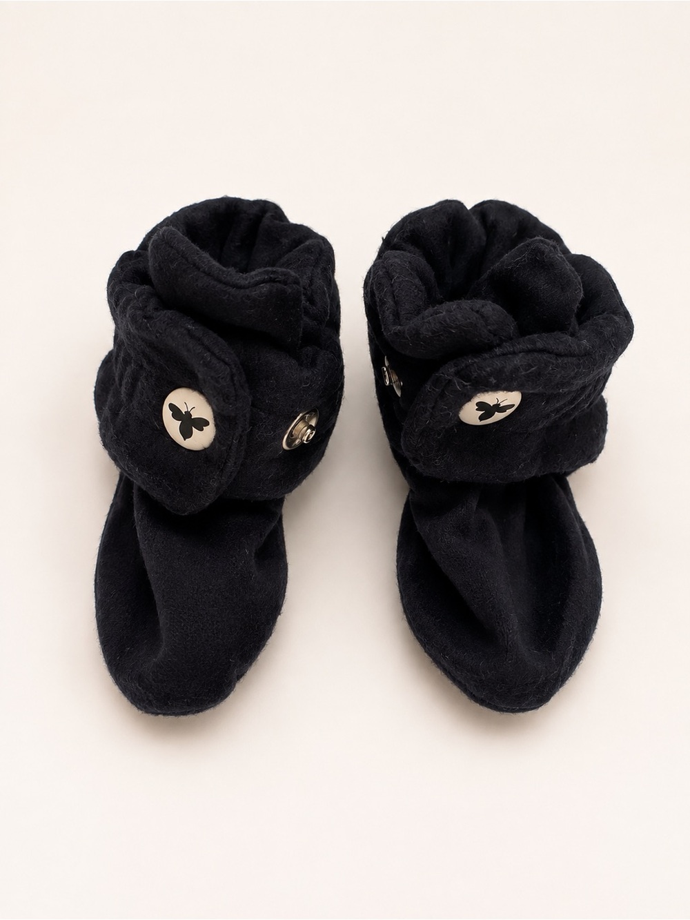 Burt’s Bees Baby Navy Soft Booties Bee Button Detail 3-6M